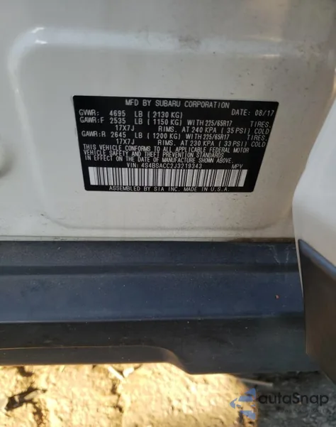 2018 Subaru Outback 2.5I Premium from USA, damaged, VIN 4S4BSACC2J3219343